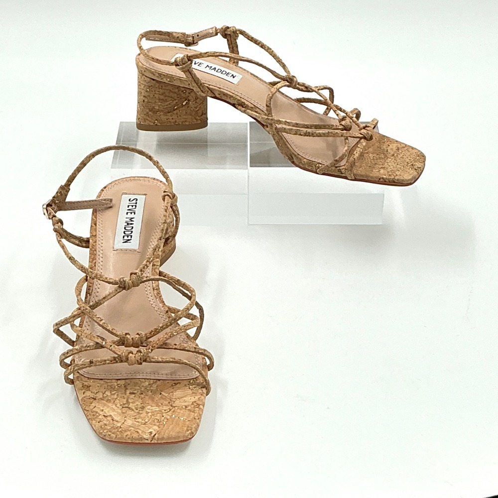 Steve Madden Size 6 Sandals Cork Gold Strappy Beach‎ Party NEW Sydnee $79